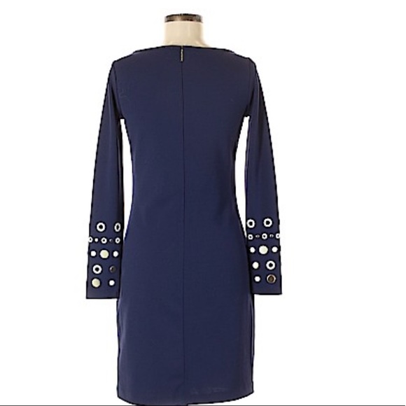 NWOT Michael Kors Navy Dress w/Sleeve Embellishments Size XS - Picture 2 of 12